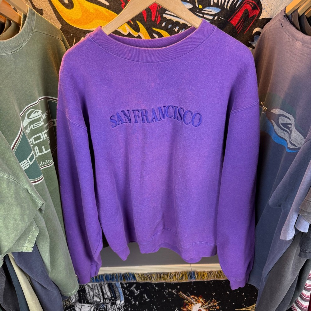 Vintage HRLA San Francisco Embroidered Purple Sweatshirt Made in USA Mens XL